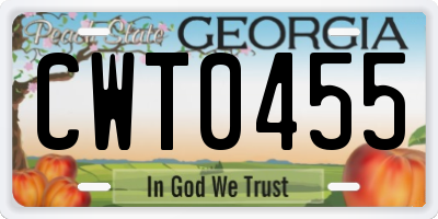 GA license plate CWT0455