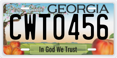 GA license plate CWT0456