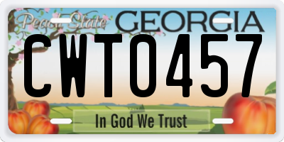 GA license plate CWT0457
