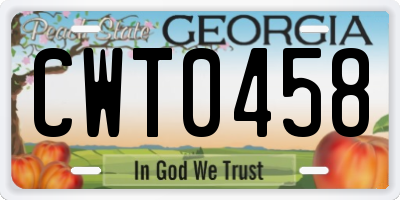 GA license plate CWT0458
