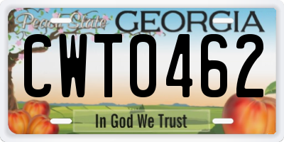 GA license plate CWT0462