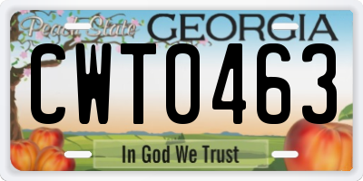 GA license plate CWT0463