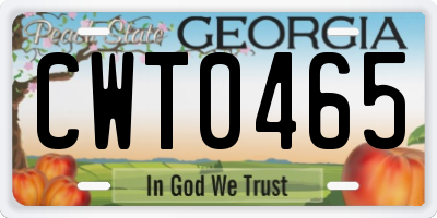 GA license plate CWT0465