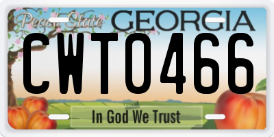 GA license plate CWT0466