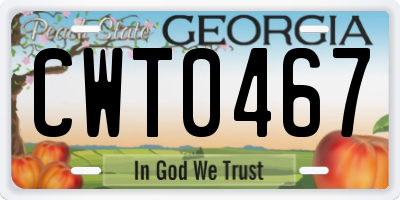 GA license plate CWT0467