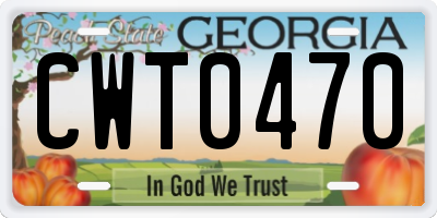 GA license plate CWT0470
