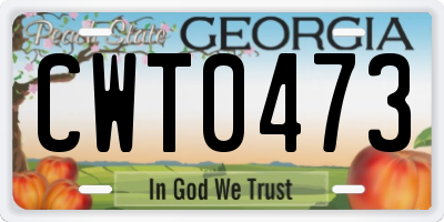 GA license plate CWT0473