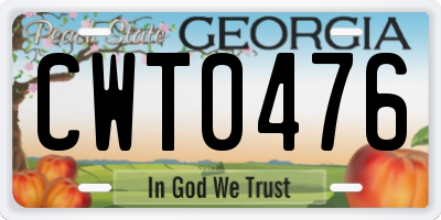 GA license plate CWT0476