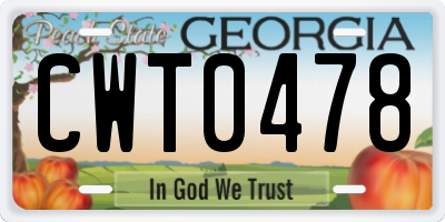GA license plate CWT0478