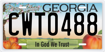 GA license plate CWT0488