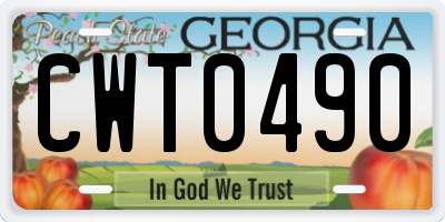 GA license plate CWT0490