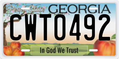 GA license plate CWT0492