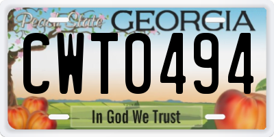 GA license plate CWT0494