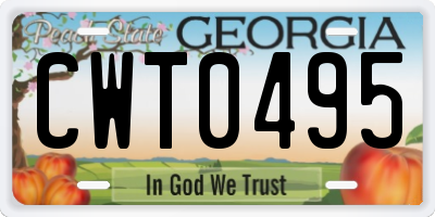 GA license plate CWT0495