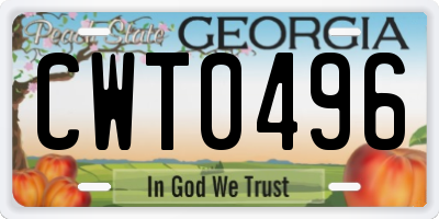 GA license plate CWT0496