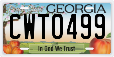 GA license plate CWT0499