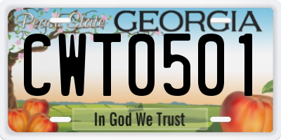 GA license plate CWT0501