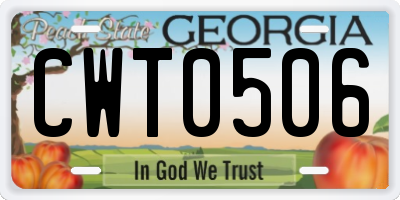 GA license plate CWT0506