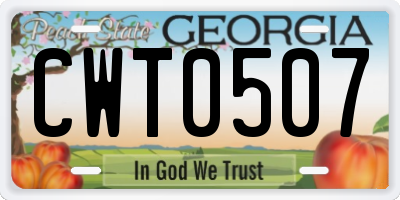 GA license plate CWT0507