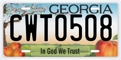 GA license plate CWT0508