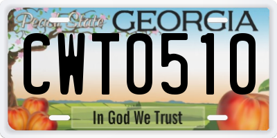 GA license plate CWT0510