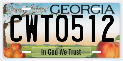 GA license plate CWT0512