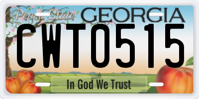 GA license plate CWT0515
