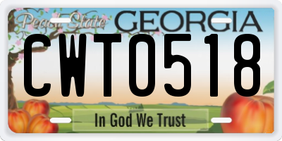 GA license plate CWT0518