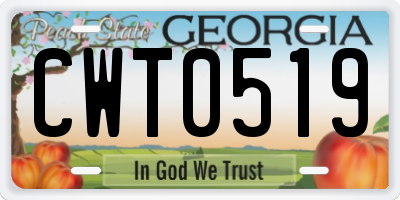 GA license plate CWT0519