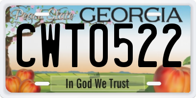 GA license plate CWT0522