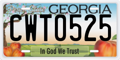 GA license plate CWT0525