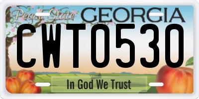 GA license plate CWT0530