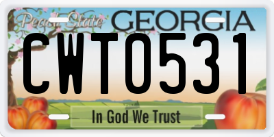 GA license plate CWT0531