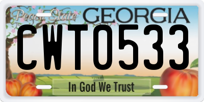 GA license plate CWT0533