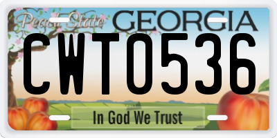 GA license plate CWT0536