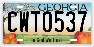 GA license plate CWT0537