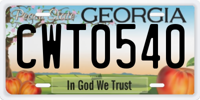 GA license plate CWT0540