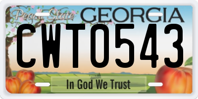 GA license plate CWT0543