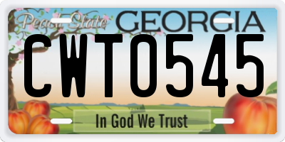 GA license plate CWT0545