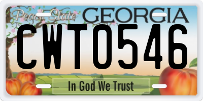 GA license plate CWT0546
