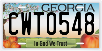 GA license plate CWT0548