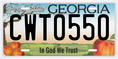 GA license plate CWT0550