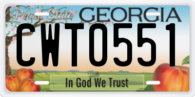 GA license plate CWT0551
