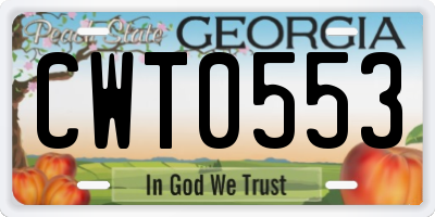 GA license plate CWT0553
