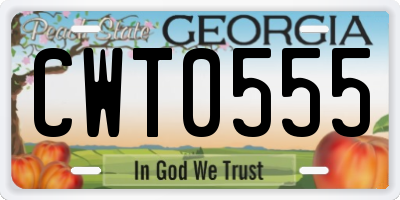 GA license plate CWT0555