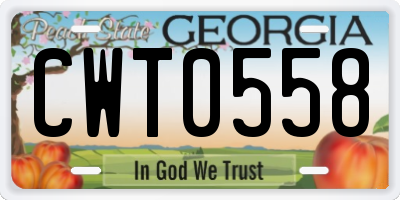 GA license plate CWT0558
