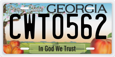 GA license plate CWT0562