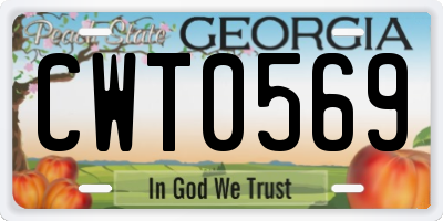 GA license plate CWT0569
