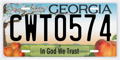 GA license plate CWT0574