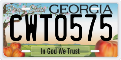 GA license plate CWT0575